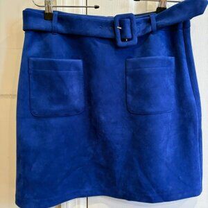 Blue Faux Suede Skirt
